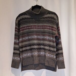 ost Mockneck Multicolor Nordic Patterned Sweater Size S